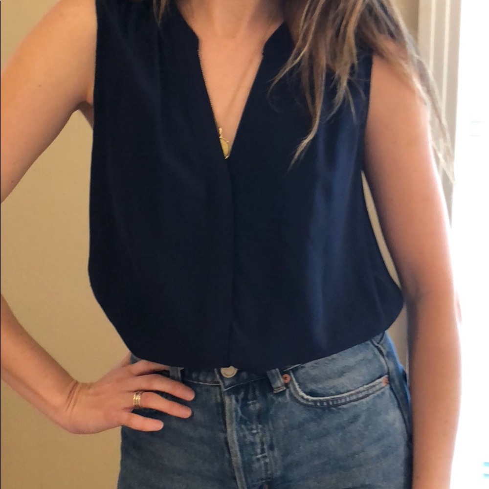 Silk Blouse. Navy. Size XS